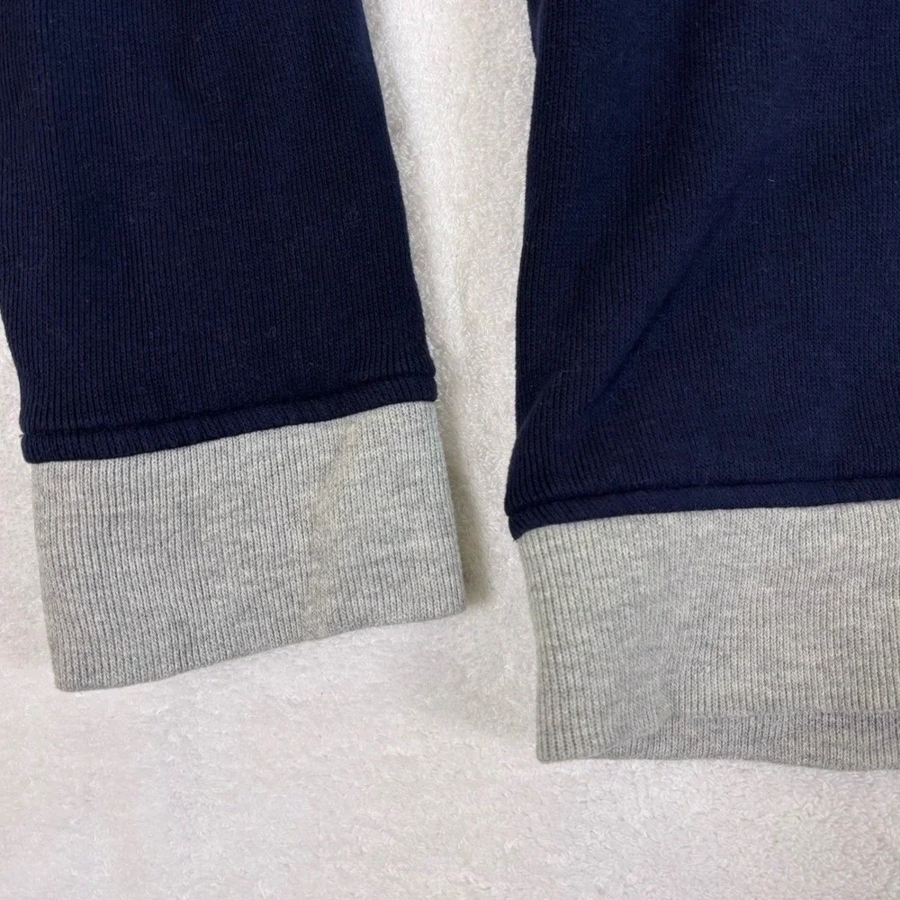 Lands End Quarter Zip‎ Pullover Mens Large Navy Blue Gray Reversible Mock Neck